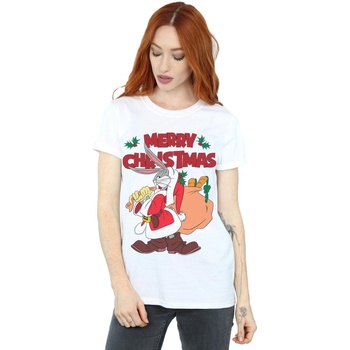 Vêtements Femme T-shirts manches longues Dessins Animés Santa Bugs Bunny Blanc