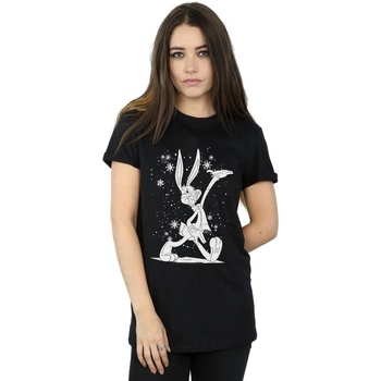 Vêtements Femme T-shirts manches longues Dessins Animés Bugs Bunny Let It Snow Noir