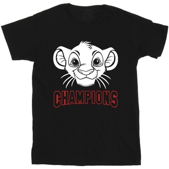 Vêtements Homme T-shirts manches longues Disney The Lion King Simba Face Champion Noir