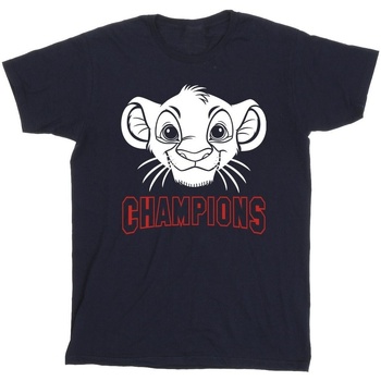Vêtements Homme T-shirts manches longues Disney The Lion King Simba Face Champion Bleu