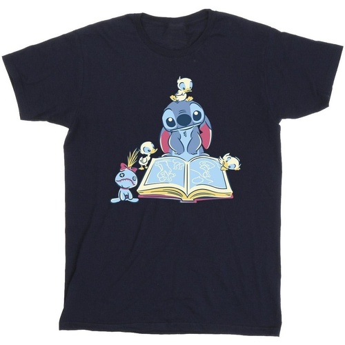 Vêtements Homme T-shirts manches longues Disney Lilo & Stitch Reading A Book Bleu