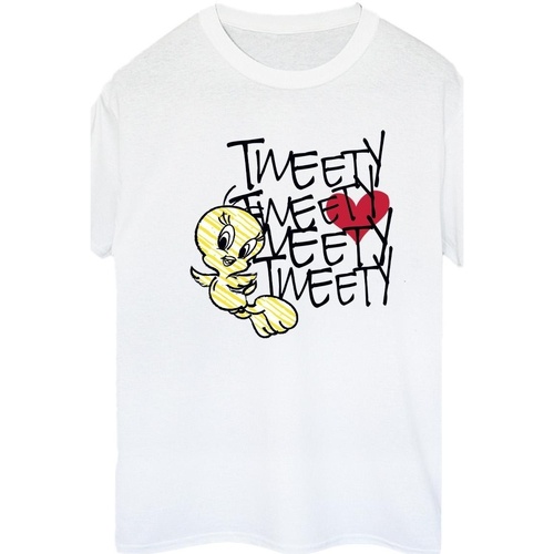 Vêtements Femme T-shirts manches longues Dessins Animés Tweety Love Heart Blanc