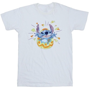 Vêtements Homme T-shirts manches longues Disney Lilo & Stitch Cracking Egg Blanc