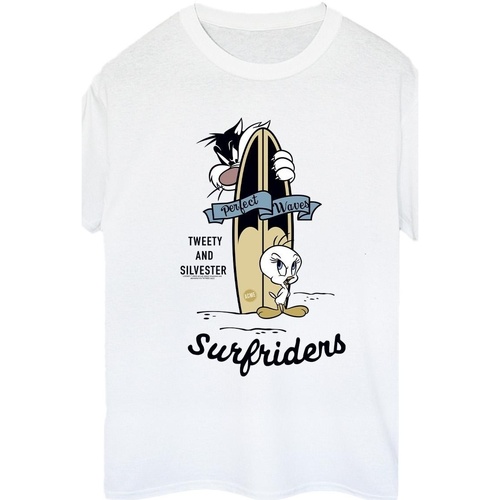 Vêtements Femme T-shirts manches longues Dessins Animés Tweety And Sylvester Perfect Waves Blanc