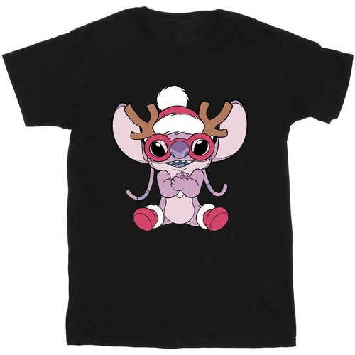 Vêtements Homme T-shirts manches longues Disney Lilo & Stitch Angel Reindeer Noir