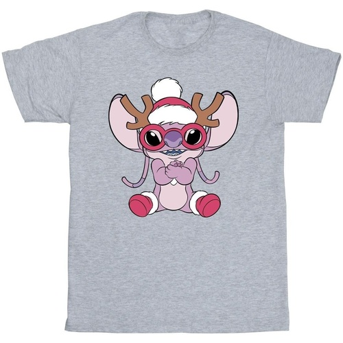 Vêtements Homme T-shirts manches longues Disney Lilo & Stitch Angel Reindeer Gris