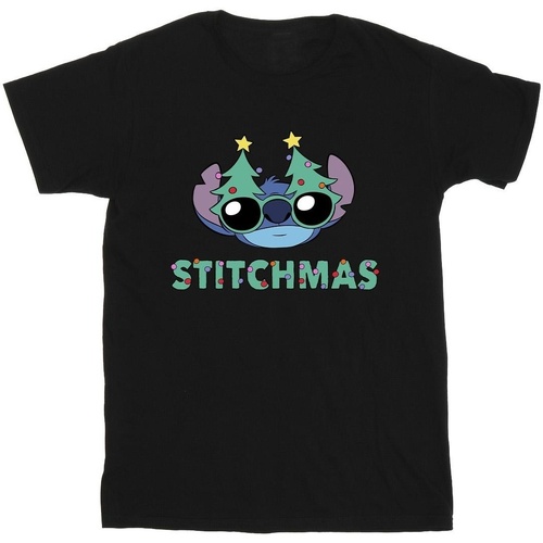 Vêtements Homme T-shirts manches longues Disney Lilo & Stitch Stitchmas Glasses Noir