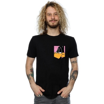 Vêtements Homme T-shirts manches longues Dessins Animés Daffy Duck Face Faux Pocket Noir