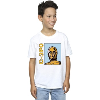 Vêtements Garçon T-shirts manches courtes Disney C3PO Line Art Blanc