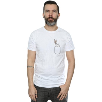 Vêtements Homme T-shirts manches longues Dessins Animés Bugs Bunny Faux Pocket Blanc