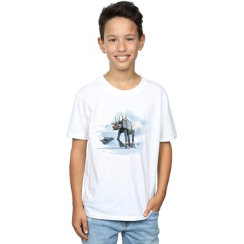 Vêtements Garçon T-shirts manches courtes Disney Christmas AT-AT Reindeer Blanc