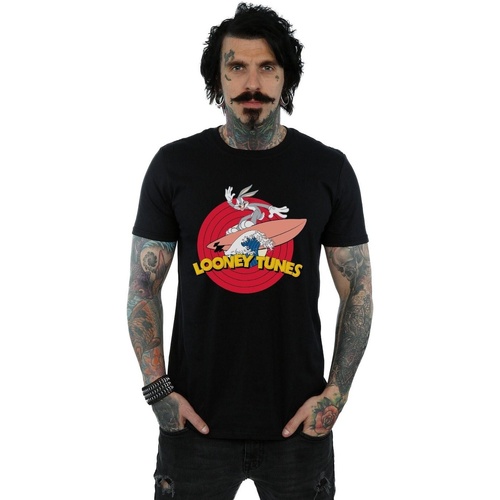 Vêtements Homme T-shirts manches longues Dessins Animés Bugs Bunny Surfing Noir