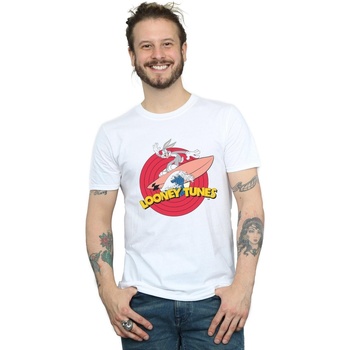 Vêtements Homme T-shirts manches longues Dessins Animés Bugs Bunny Surfing Blanc