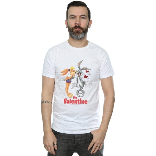 Vêtements Homme T-shirts manches longues Dessins Animés Bugs Bunny And Lola Valentine's Day Blanc
