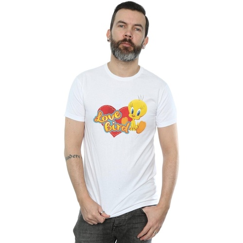 Vêtements Homme T-shirts manches longues Dessins Animés Tweety Pie Valentine's Day Love Bird Blanc