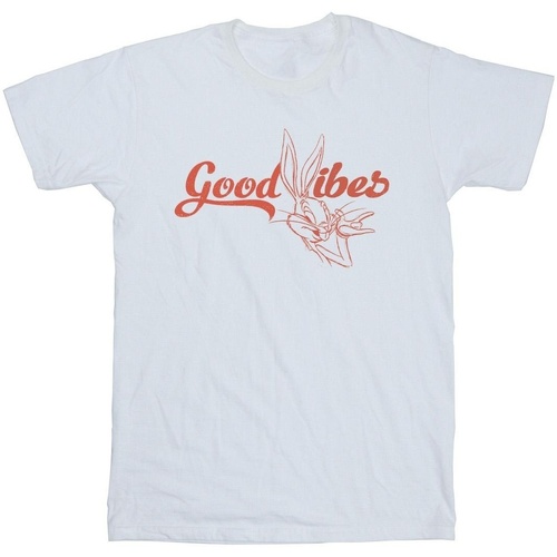 Vêtements Homme T-shirts manches longues Dessins Animés Bugs Bunny Good Vibes Blanc