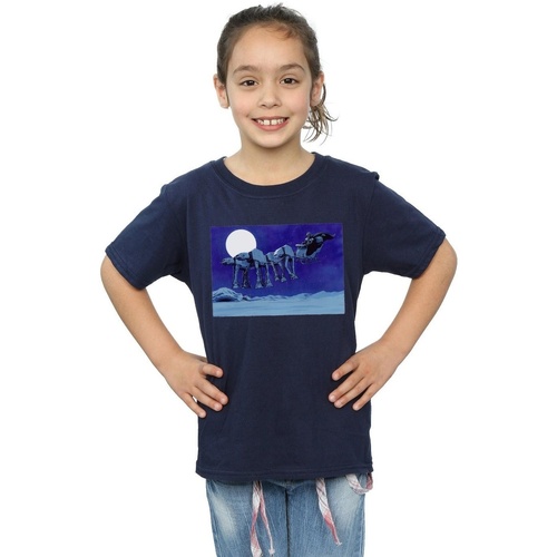 Vêtements Fille T-shirts manches longues Disney Christmas AT-AT Sleigh Bleu
