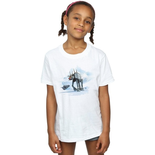Vêtements Fille T-shirts manches longues Disney Christmas AT-AT Reindeer Blanc