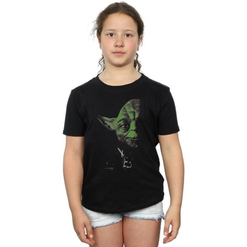 Vêtements Fille T-shirts manches longues Disney Yoda Green Face Noir