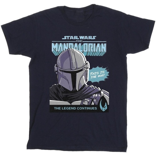 Vêtements Garçon T-shirts manches courtes Star Wars The Mandalorian Mando Comic Cover Bleu