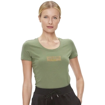 Vêtements Femme T-shirts manches courtes Guess Studs Box Kaki