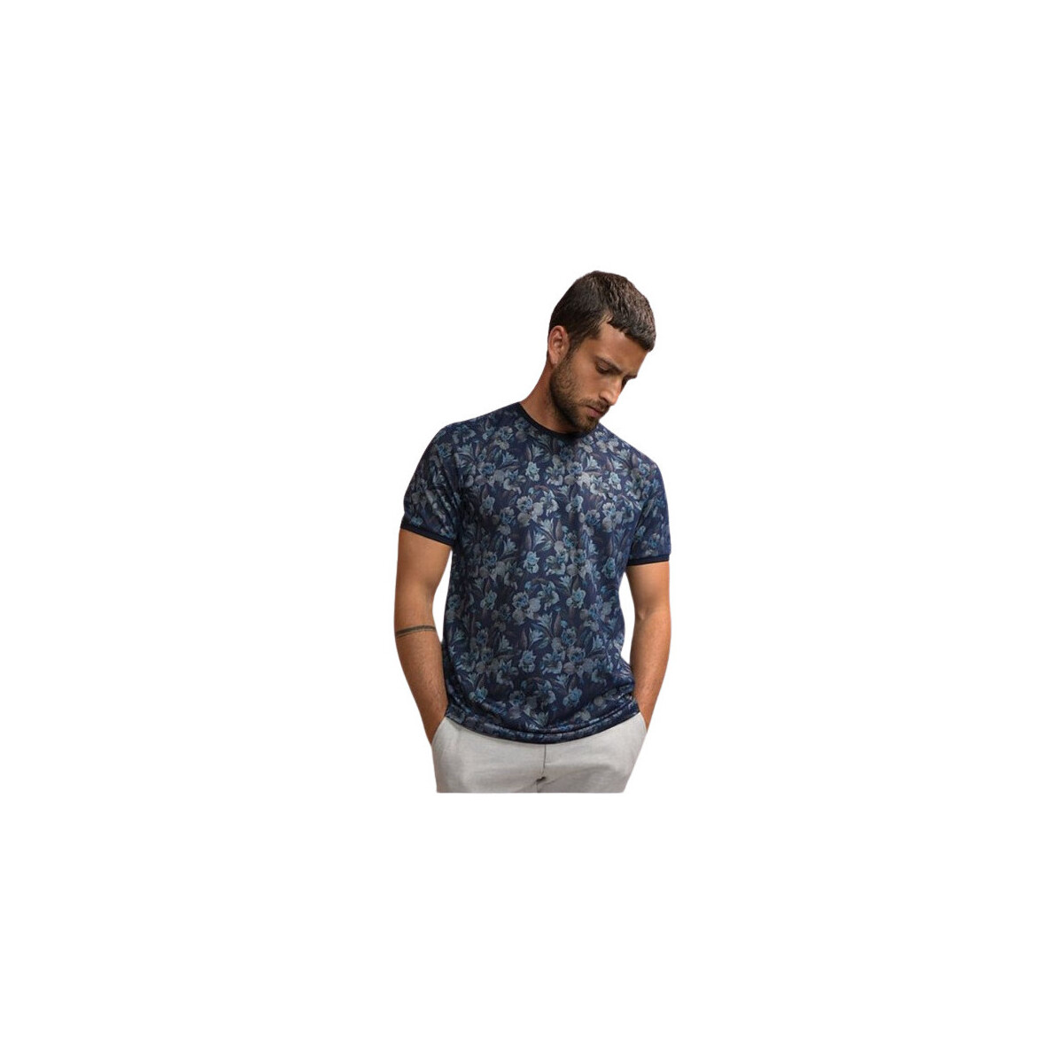 Vêtements Homme T-shirts & Polos Benson&cherry TEE-SHIRT MOTIF BLEU MARINE - Marine - 3XL Multicolore