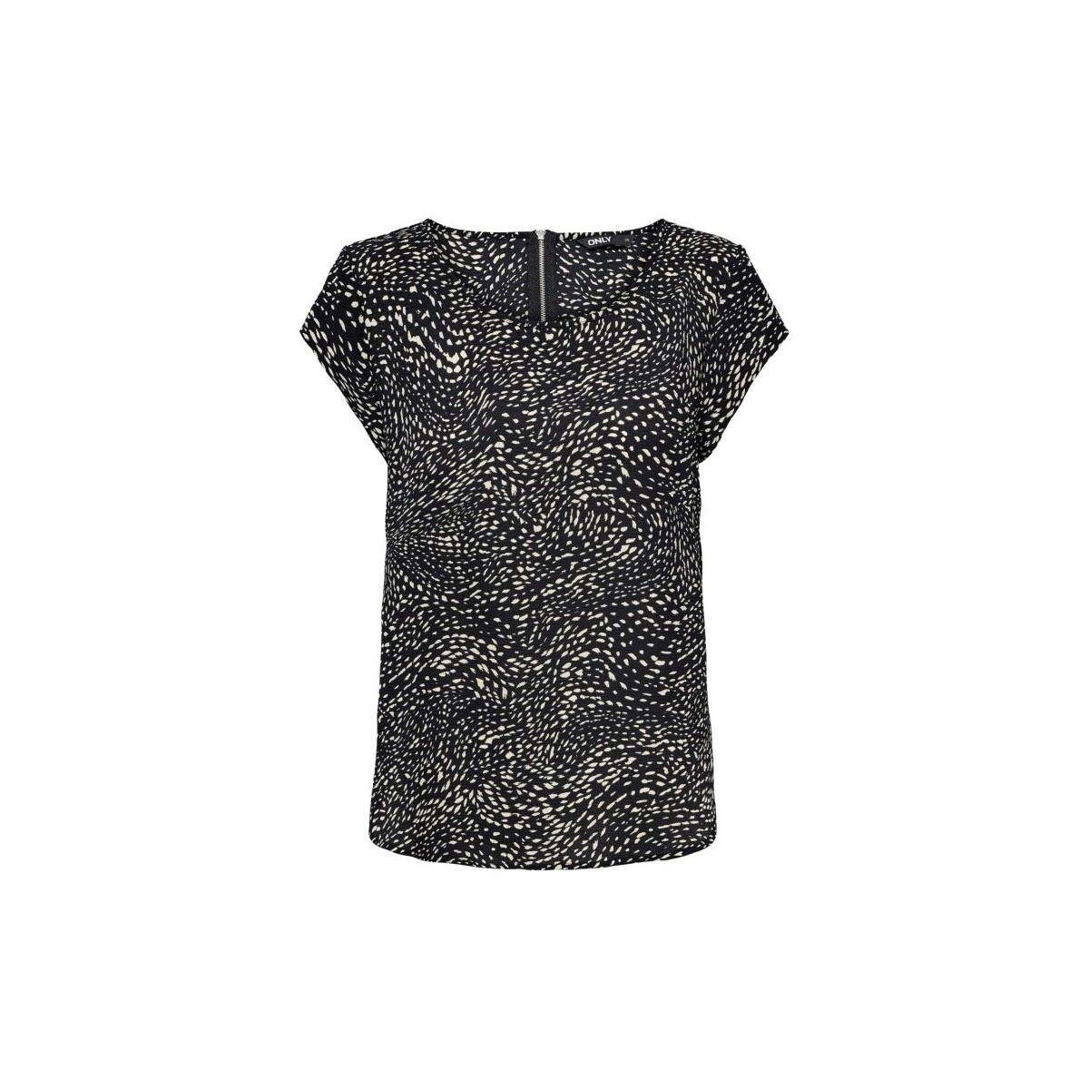 Vêtements Femme T-shirts manches courtes Only TOP ONLVIC SS - BLACK / AOP BLURRY DOT - 34 Noir