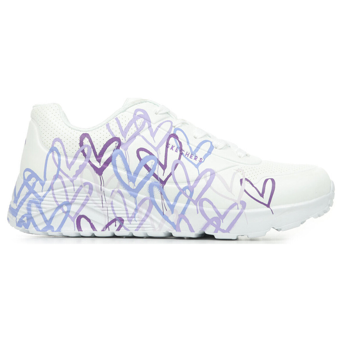 Chaussures Fille Baskets mode Skechers Uno Lite Spread The Love Blanc