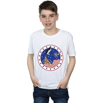 Vêtements Garçon T-shirts manches courtes Nasa Abercrombie & Fitch Marineblå t-shirt med ikonisk logo Blanc