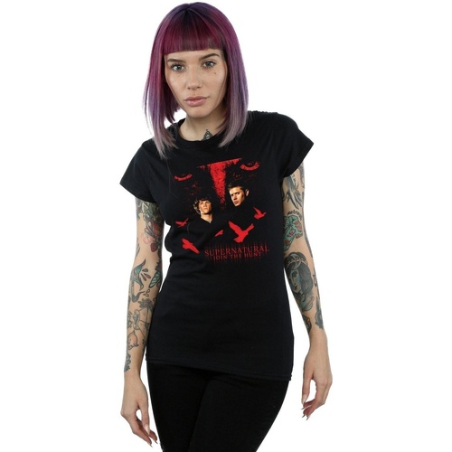 Vêtements Femme T-shirts manches longues Supernatural Crow Eyes Noir