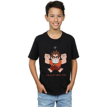 Vêtements Garçon T-shirts manches courtes Disney Wreck It Ralph Happy Face Noir