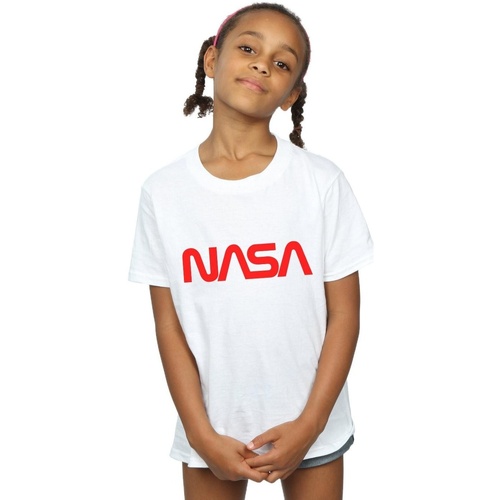 Vêtements Fille T-shirts manches longues Nasa Modern Logo Blanc