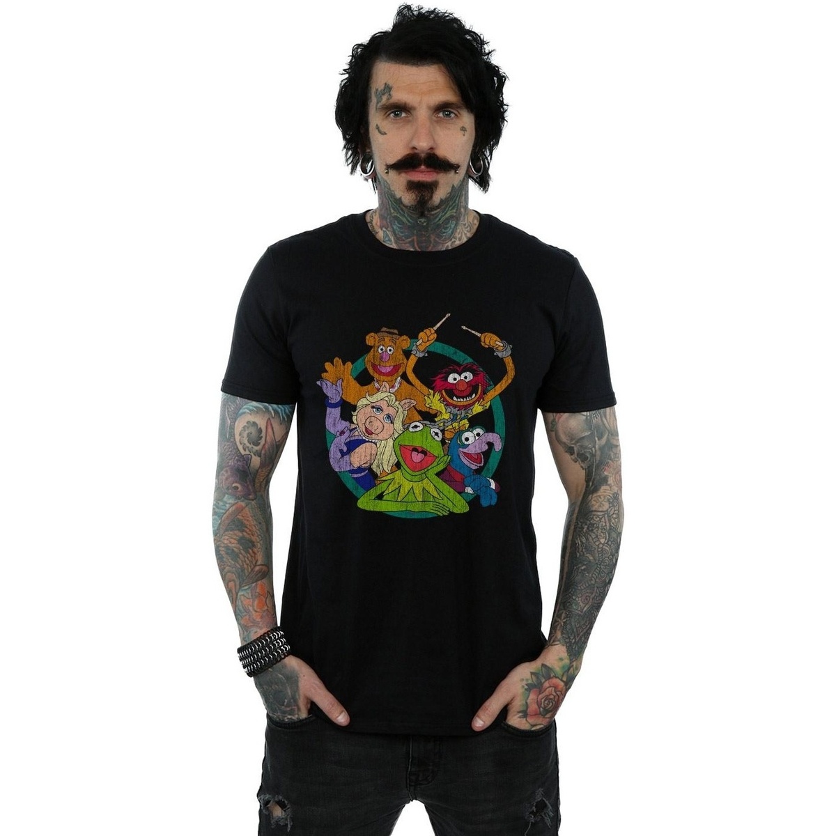 Vêtements Homme T-shirts manches longues Disney The Muppets Group Circle Noir