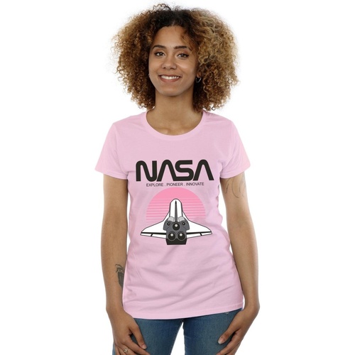 Vêtements Femme T-shirts manches longues Nasa Space Shuttle Sunset Rouge