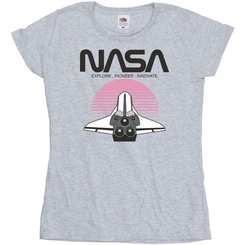 Vêtements Femme T-shirts manches longues Nasa Space Shuttle Sunset Gris