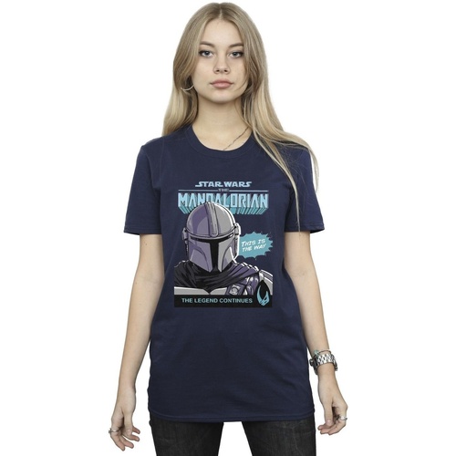Vêtements Femme T-shirts manches longues Star Wars The Mandalorian Mando Comic Cover Bleu