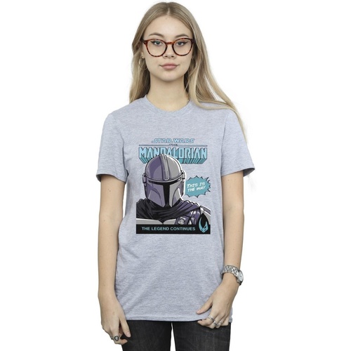 Vêtements Femme T-shirts manches longues Star Wars The Mandalorian Mando Comic Cover Gris