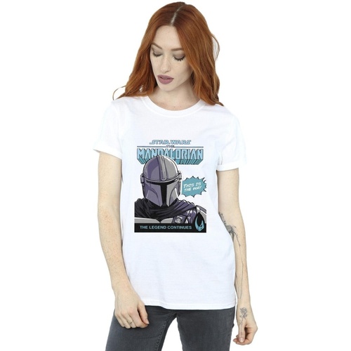 Vêtements Femme T-shirts manches longues Star Wars The Mandalorian Mando Comic Cover Blanc