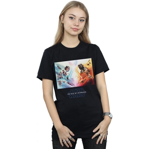 Vêtements Femme T-shirts manches longues Star Wars The Rise Of Skywalker Battle Poster Noir