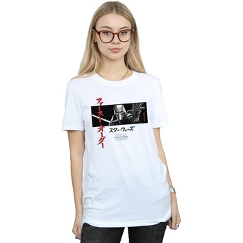 Vêtements Femme T-shirts manches longues Star Wars The Rise Of Skywalker Kylo Ren Katakana Art Stripe Blanc