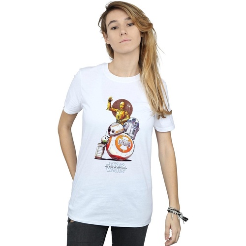 Vêtements Femme T-shirts manches longues Star Wars The Rise Of Skywalker Droids Illustration Blanc