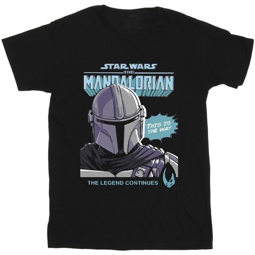 Vêtements Homme T-shirts manches longues Star Wars The Mandalorian Mando Comic Cover Noir