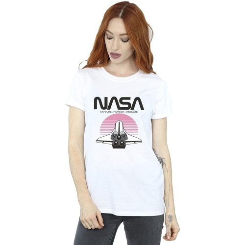 Vêtements Femme T-shirts manches longues Nasa Space Shuttle Sunset Blanc