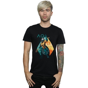 Vêtements Homme T-shirts manches longues Dc Comics Aquaman Tropical Icon Noir