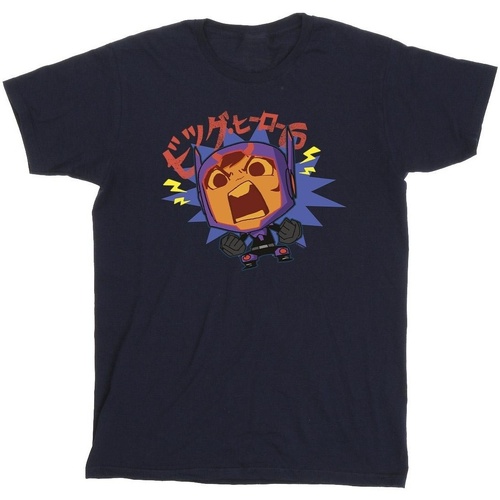 Vêtements Garçon T-shirts manches courtes Disney Big Hero 6 Baymax Hiro Angry Manga Bleu