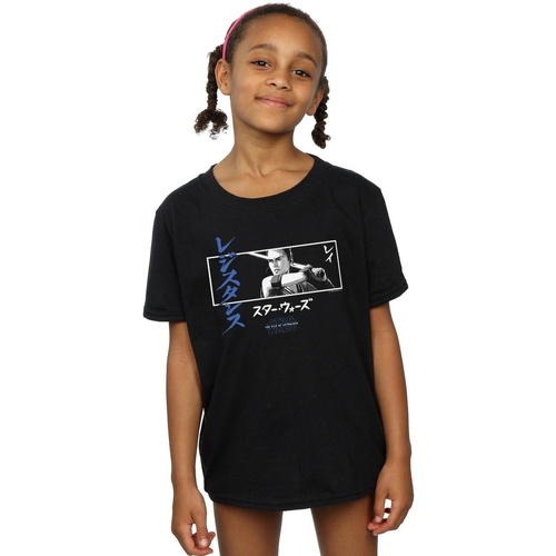 Vêtements Fille T-shirts manches longues Star Wars: The Rise Of Skywalker Star Wars The Rise Of Skywalker Rey Katakana Art Stripe Noir