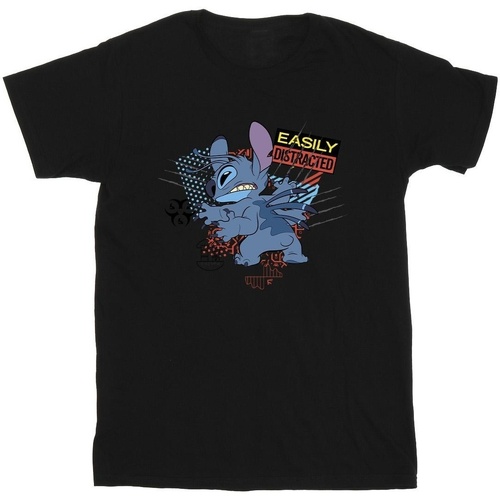 Vêtements Homme T-shirts manches longues Disney Lilo And Stitch Easily Distracted Noir