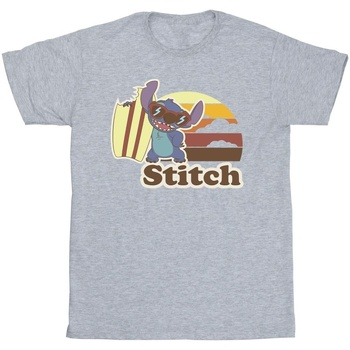 Vêtements Homme T-shirts manches longues Disney Lilo And Stitch Bitten Surfboard Gris