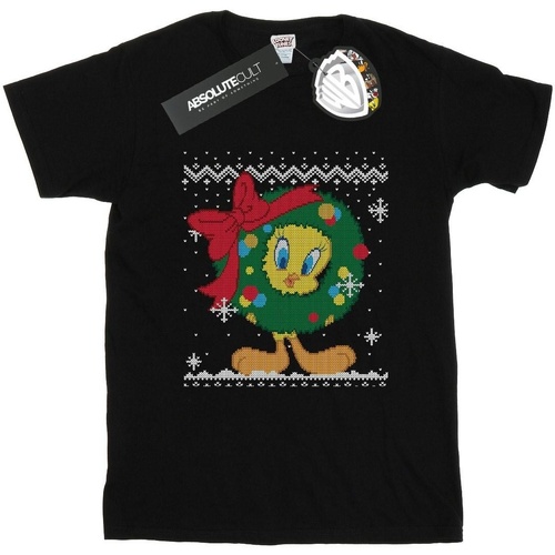 Vêtements Homme T-shirts com manches longues Dessins Animés Tweety Pie Christmas Fair Isle Noir
