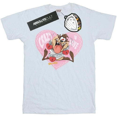 Vêtements Homme T-shirts manches longues Dessins Animés Taz Valentine's Day Crazy In Love Blanc
